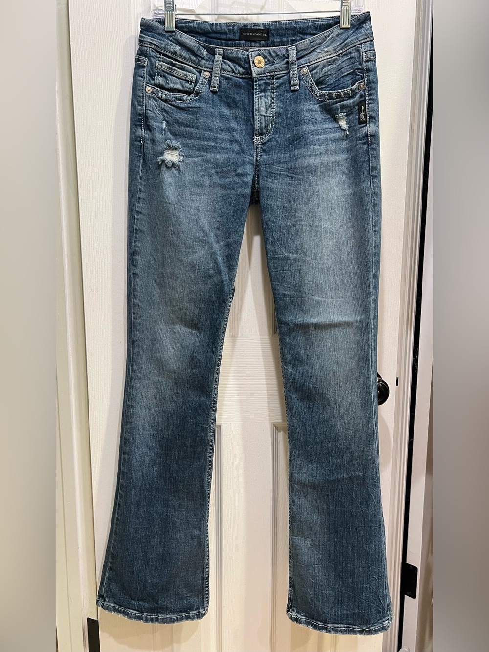 Silver Jeans Women's Faded Distressed Blue Suki Bootcut Jeans size 29/33